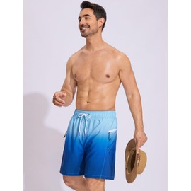 SILKWORLD - Bañador para hombre, de 7 pulgadas, secado rápido, 2 en 1, con bolsillos con cierre, Azul Gradiente, XX-Large
