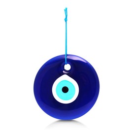 MYSTIC JEWELS - Evil Eye Glass Blue and White Large Turkish Eye 12cm with Hole Lucky Charm Wall Hanging (Classic)