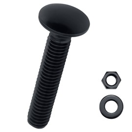 1/2-13 x 1-3/4" Black Carriage Bolts with Nuts and Washers Kits (8 Sets), 304 Stainless Steel 18/8, Black Finish, Round Head, Square Neck, Heavy Duty Bolts, Indoor Outdoor Fastening Bolts, Fayeploo