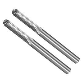 CoCud Tungsten Carbide Rotary Burrs File, 1/8" Shank 3mm Dia, Single Cut Cylinder Shape Rotary Burrs Tool - (Applications: for Metal Carving), 2-Pieces