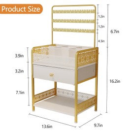 ZQUYAJ Makeup Organizers and Storage, Large Jewelry Holder Organizer, Make up Organizer for Vanity Cosmetics Skincare Organizers With Drawer, Cosmetic Display Cases for Countertop and Makeup Brush