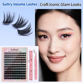 Sultrya Lash Clusters DIY Eyelash Extensions Volume Lashes Faux Mink Wispy False Eyelashes Self-Application at home with Bond&Seal Tweezers Natural Look (D01-PURE-KIT)