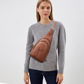 cakang 7L Crossbody Sling Bags for Women Casual Sling Daypack Backpacks Anti Theft Fanny Packs Travel Crossbody Purse with Guitar Strap Brown