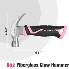 WORKPRO 8 oz Claw Hammer with Fiberglass Handle Forged Hardened Steel Head New