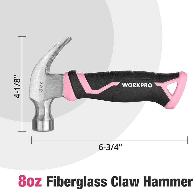 WORKPRO 8 oz Claw Hammer with Fiberglass Handle Forged Hardened