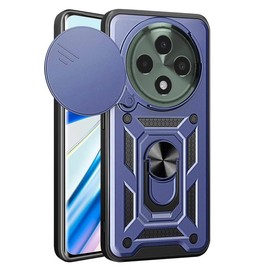 HONLEN Case Suitable for OPPO Reno12 F 5G / FS 5G / 4G, Armor PC Cover Kickstand Ring with Magnetic Base - Blue