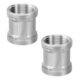QZKJQDD 2 Pcs 1/2" Female to 1/2" Female BSP Thread, 1/2" Stainless Steel Sleeve, Internal Thread Connector Adapter, for Water, Gas, Oil, and Fuel Applications Pipe Connecting Conversion