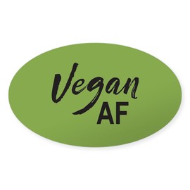 CafePress Vegan AF Oval Car Bumper Sticker