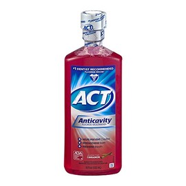 ACT Alcohol Free Anticavity Fluoride Rinse, Cinnamon - 18 Fl Oz, (Pack of 4)