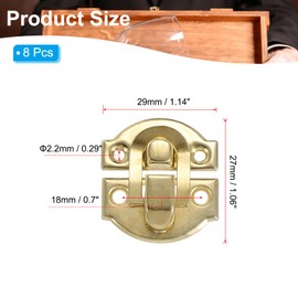 PATIKIL Small Metal Box Toggle Latch, 8 Pack Vintage Hasp Latch Lock Buckle Hardware with Mounting Screw for Wood Jewelry Cabinet Toolbox Ordinary Box, Gold