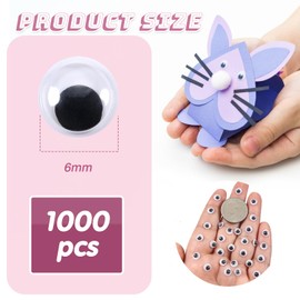 TOAOB 1000pcs 6mm Wiggle Googly Toy Eyes Self Adhesive Round Plastic Sticker Eyes for DIY Crafts Scrapbooking Decoration
