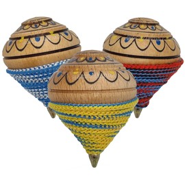 sicilia bedda - Sicilian Wooden Spinning Top - Fantastic Game for Young and Old - 8 cm - 100% Sicily (Decorated)
