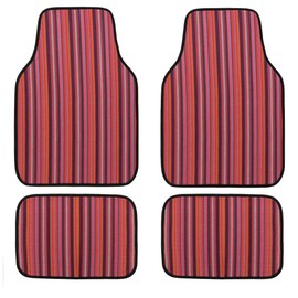 CAR Pass Baja Saddle Blanket Paisley Style Waterproof Car Floor Mats,Stripes Ethnic Car Floor Rugs Universal Fit for SUVs,Vans,Sedans,Trucks Girly Red,4 Piece