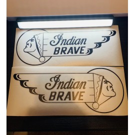 Unbranded Indian Brave OEM Vintage Motorcycle Gas Tank Decals 2PC Set New OEM Outline