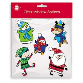 Gift Maker 5 Xmas Christmas Glitter Characters Window Decorations Static Cling Stickers