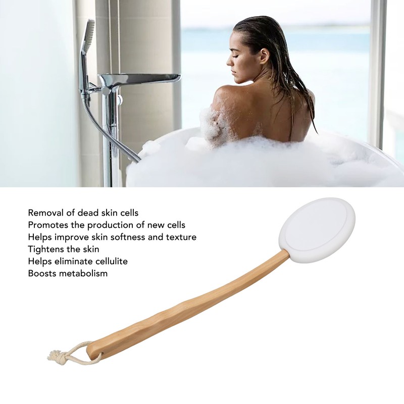 Lotion Applicator EVA Wooden Handle 4 Replaceable Pads Shower Brush
