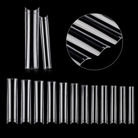 Adonafy Nail Tips for Gel Nails: Extra Long 504 Pieces Acrylic Artificial Fake Nails Tips - French Transparent False Nails for Sticking 12 Sizes Half Cover Nail Tips Set for Nail Salons DIY