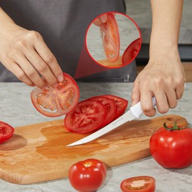 Yunletwood Tomato Knife 3rd Gen 2-Pack, Serrated Stainless Steel Blade, Ergonomic Handle, Precise Cuts for Tomatoes/Fruits/Veggies