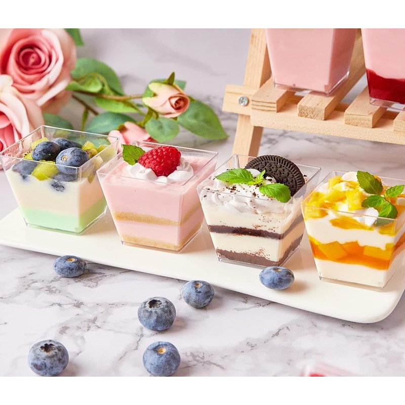 55 Tazas de Postre Cuadradas Con Cucharas Tazas Cuadradas de