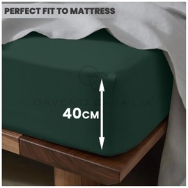 Extra Deep Single Fitted Sheet (91x190CM), Super Soft Poly Cotton Elasticated Corner Bottom Sheet, Plain Dyed 40CM Single Bedding Sheet, Dark Green