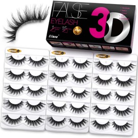 Eliace False Eyelashes Cat Eye-Lashes 3D Mink Lashes,Spiky Wispy Natural Long Faux Mink Lashes Strips Soft & Reusable Makeup Professional Fake Eyelashes Pack 15 Pairs | Trish Style | Eliace