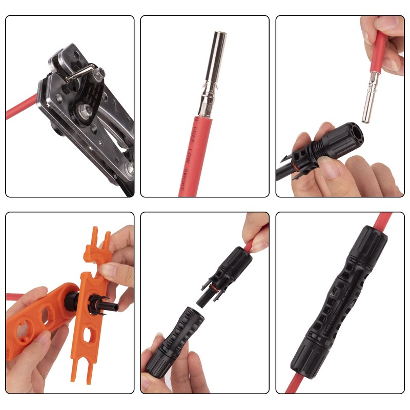 Geosiry 16 PCS 8AWG Solar Connectors with Spanners, 8 Pair