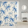 Feelyou Blue Bow Fabric Shower Curtain Blue White Bowknot Shower