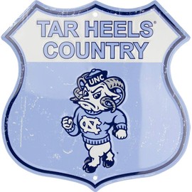 Signs 4 Fun Shield Sign | North Carolina Tar Heels Country Shield Sign | 12” x 12” | Embossed Aluminum Sign | Made in the USA