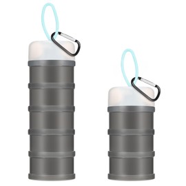 Baderke 2 Pcs Protein Powder Containers with Funnels Stand, 5 and 3 Layers Stackable Powder Supplement Travel Container Formula Organizer Storage Powders Holder for Travel Workout Fitness(Gray)