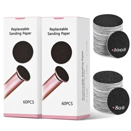120PCS Replaceable Sandpaper Discs for Electric Foot File Callus Remover Hard Dry Dead Skin Removal (80 Grit+100 Grit)