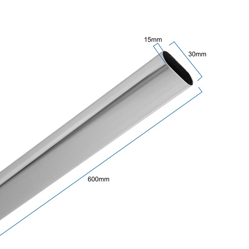EAI Polished Chrome Wardrobe Rail Oval Kit for Clothes Hanging
