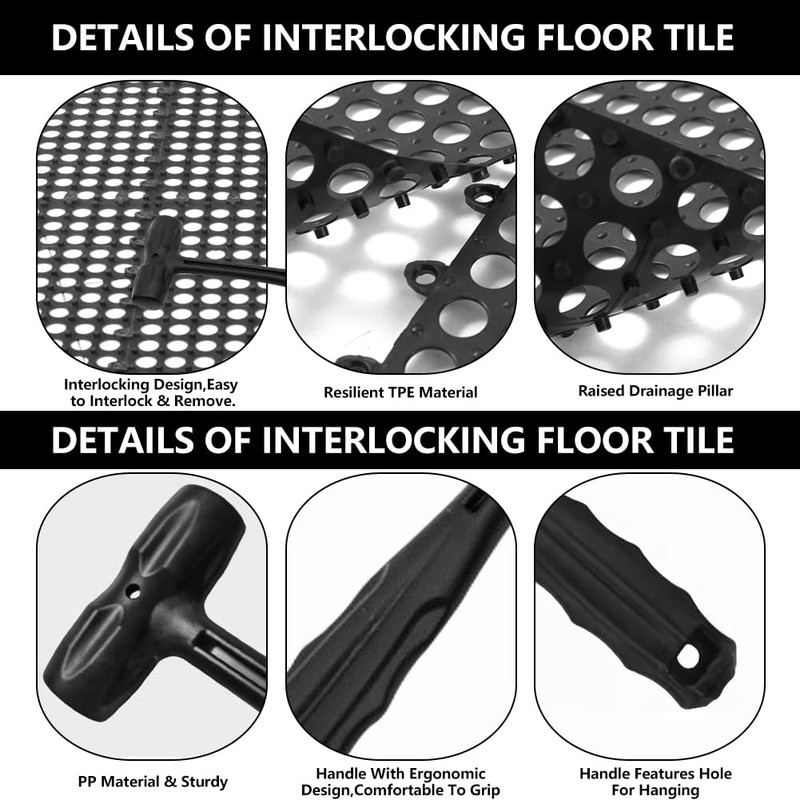 30 Pack Drainage Interlocking Tiles, 12”x12” Modular Interlocking Floor Tiles