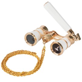 BOSTRON Opera Glasses 3X25 with Adjustable Handle & Chain,BK9 Optical Prism, Mini Compact Vintage Theater Binoculars for Adults Kids Women in Opera Musical Concert-White