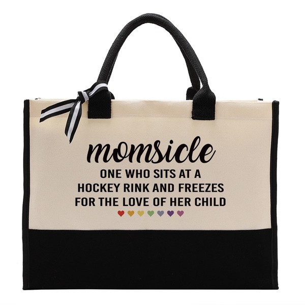 EDCTO Canvas Bag Gift for Mom, Momsicle Canvas Bag, Hockey