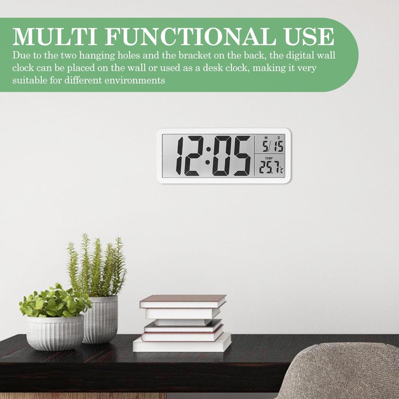 BORDEAG Radio-Controlled Digital Wall Clock, Digital Wall Clock with Temperature
