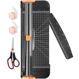 Paper Cutter, A4 Paper Trimmer,Paper Slicer with 2Pcs Replacement Blades and 1 Scissor, Cutters for Cutting Card Stock, Coupon, Label, Photo and Crafts Project
