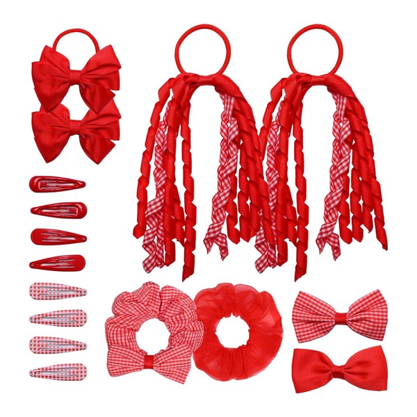 Gingham Check Girl Summer Uniform Accessory Set - Red