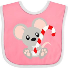 inktastic Cute Mouse, Little, Baby Mouse, Candy Cane Baby Bib Pink and White 45f31