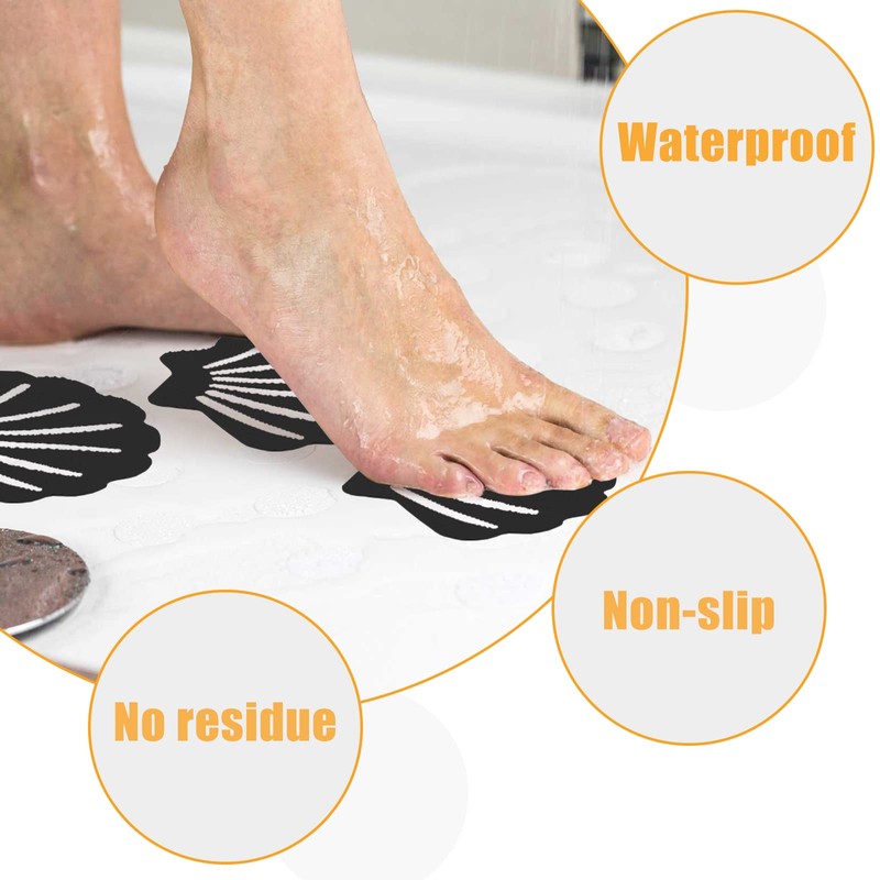 12Pcs Black Bathtub Stickers Non Slip Shell Shaped