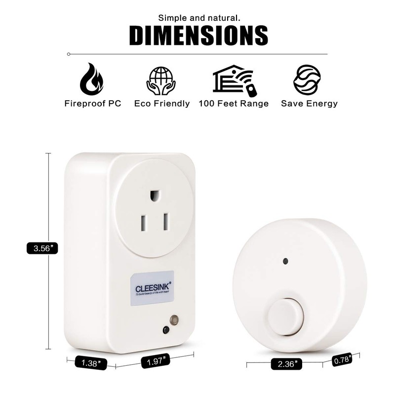 Garbage Disposal Wireless Switch Kit, Self-Powered Portable Remote Control Outlet
