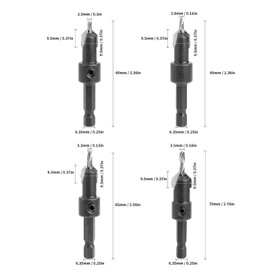 Juego de Avellanador con Punta de Carburo para Tornillos Autorroscantes de Broca Avellanada de Vástago Hexagonal de 4 Piezas