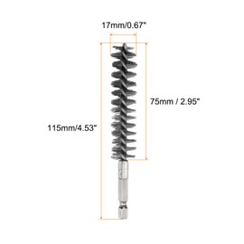HARFINGTON 5Pcs Bore Brush Stainless Steel 17mm Dia Cleaning Twisted Wire Brush Tube Pipe Cleaner with Handle 1/4 Inch Hex Shank for Tubes, Ports, Bearings
