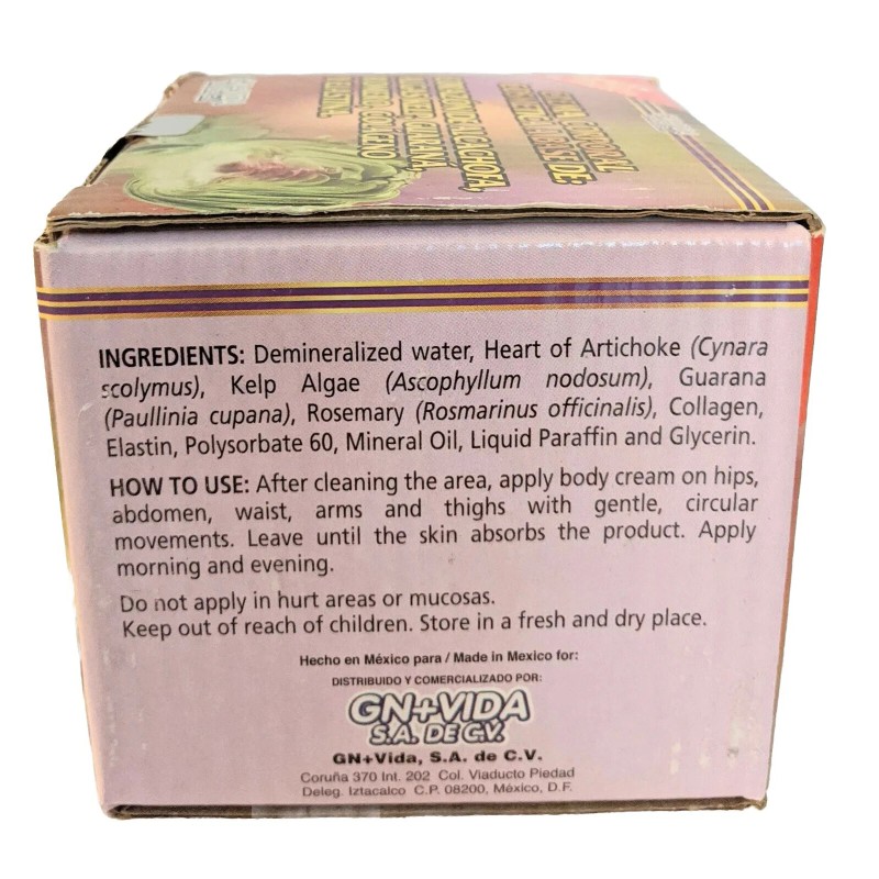 Sara Nutrition Organic Company Crema Reductora con Alcachofas,algas kelp ,guarana,