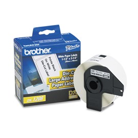 Brother DK-1208 Large Address Paper Label Roll (1.5x3.5400-Count) - Retail Packaging