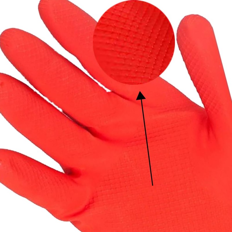 Reusable Long cuff Rubber Kitchen Cleaning Gloves with Non-Slip Texture