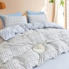 3 Piece Gingham Duvet Cover Set, Soft Microfiber Bedding Set
