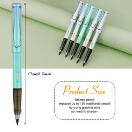 AUAUY 5PCS Everlasting Pencil, Infinity Pencil with Eraser and Replacement Nibs, Reusable Inkless Pencil for Writing, Drawing, Students Home Office School Supplies（Gradient）