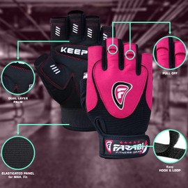 Farabi Weight Lifting Gloves weight training gloves Gym fitness workout Gel straps (Pink, Small)