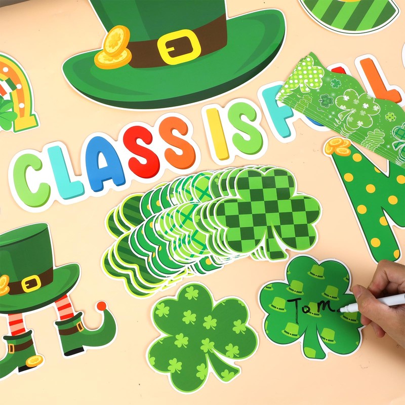 gisgfim St.Patrick Day Bulletin Board Decoration Set Lucky Shamrock Borders