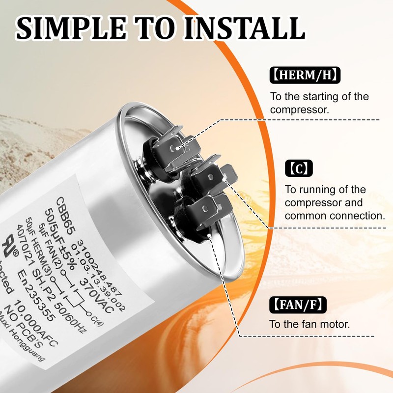 3313107.018 Capacitor Compatible with dometic RV Air Conditioner, 50/5uf±5%, 370VAC